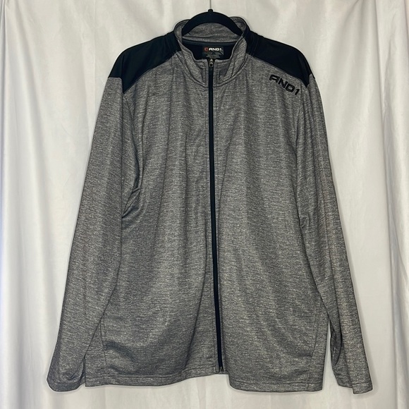 AND1 GREY AND BLACK ZIP UP JACKET (XL) - Picture 1 of 6